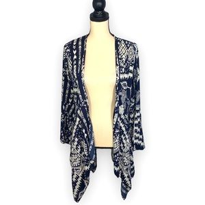 The ZigZag Stripe Southwestern Boho Aztec Navy Kimono Cardigan size Small